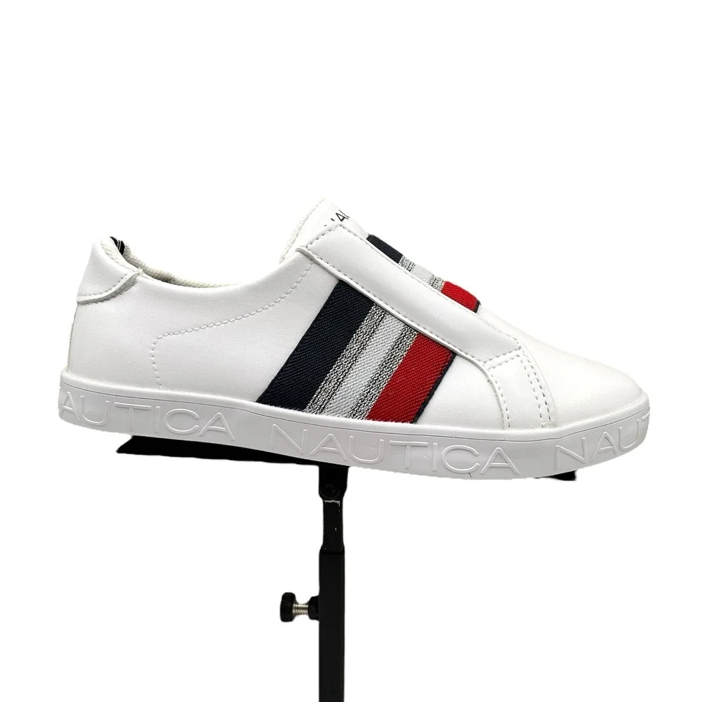 Nautica Youth Girls Fashion Sneaker Size 5 White Multicolor Slip On Casual Shoes